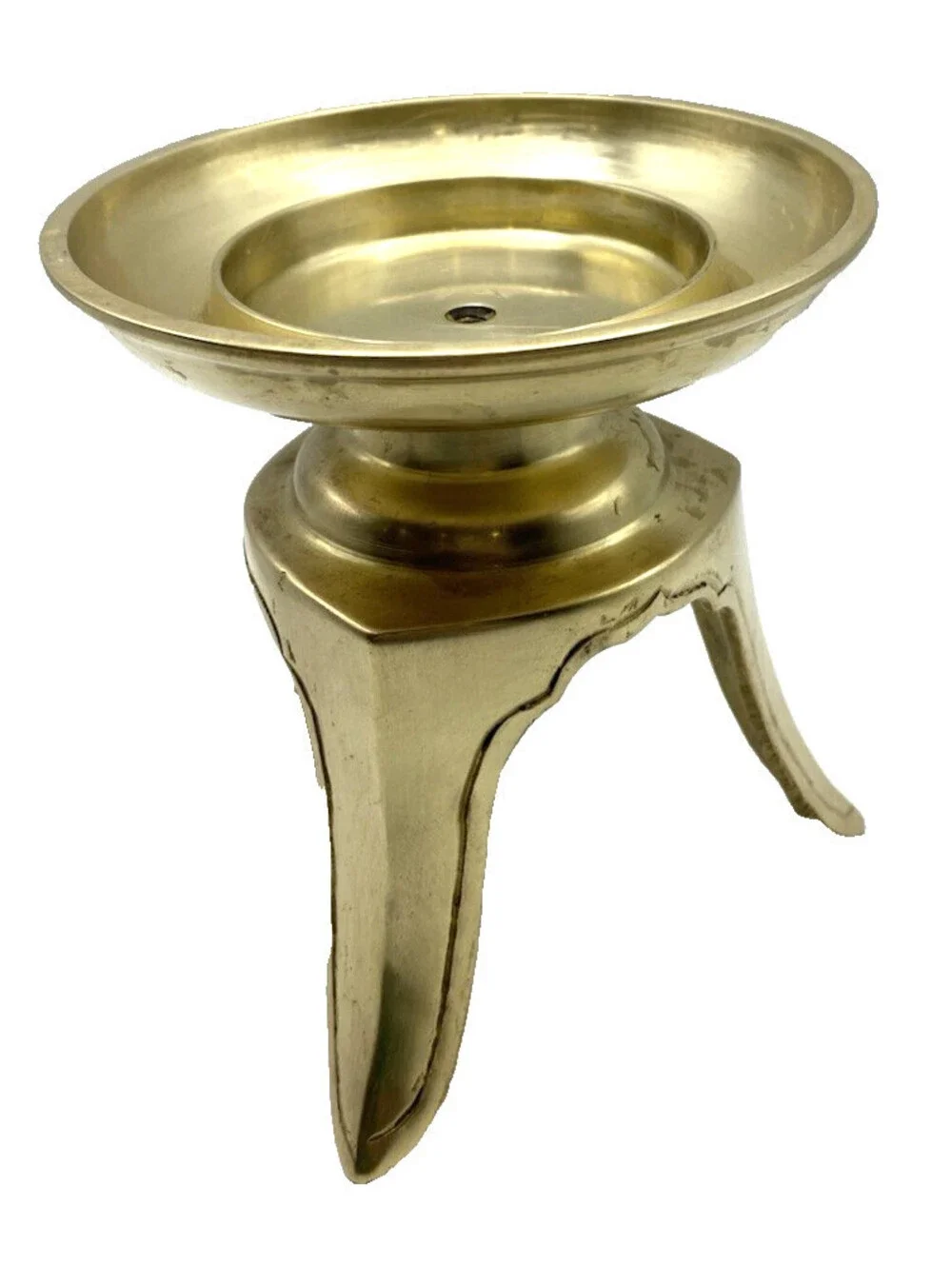 Vintage Solid Brass Incense Holder Candle Stand 3 Leg Made In India